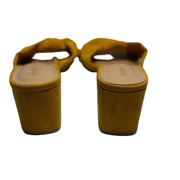 Old Navy Faux Suede Knotted Mustard Block Heel Mules Size 9 - Picture 5 of 7